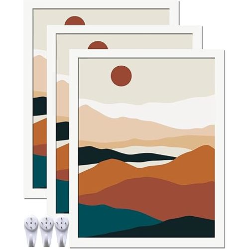 White 17x22 Picture Frame Set of 3, High Transparent Frame for 17 By 22 Photo Collage Canvas Poster Size Wall Mount and Tabletop Horizontally Vertically (White, 17 x 22 inches)