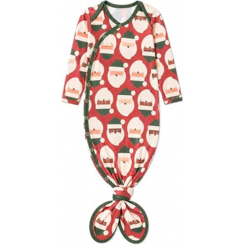 Copper Pearl Baby Gown - Knotted Newborn Sleepers for Baby Boy and Girl, Soft Stretchy Long Sleeve Infant Gowns with Bottom Tie and Hand Mittens, Perfect Hospital Coming Home Outfit (Claus)