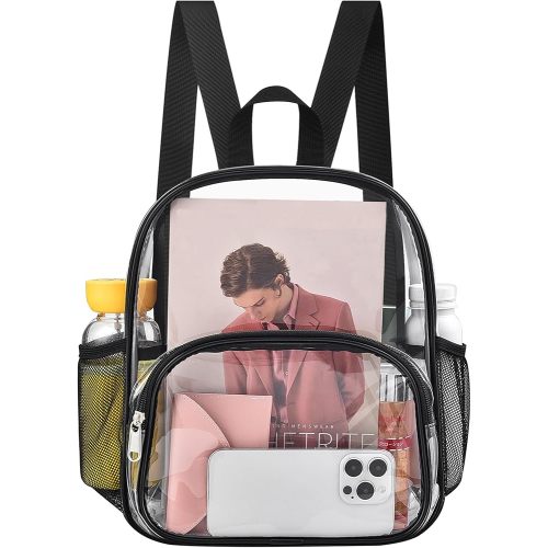 Clear Backpack for Stadium Events Clear Backpack 12x12x6 with Front Pocket for Concert Sport Fashion Women Backpack Events Work Travel