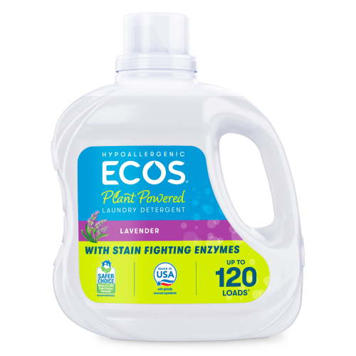 ECOS Vegan Plant-Based Lavender Laundry Detergent, Sustainable, 120 Loads, Hypoallergenic, 110 Ounce