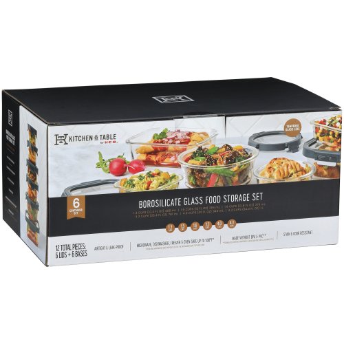 Kitchen & Table by H-E-B Borosilicate Glass Food Storage Container Set