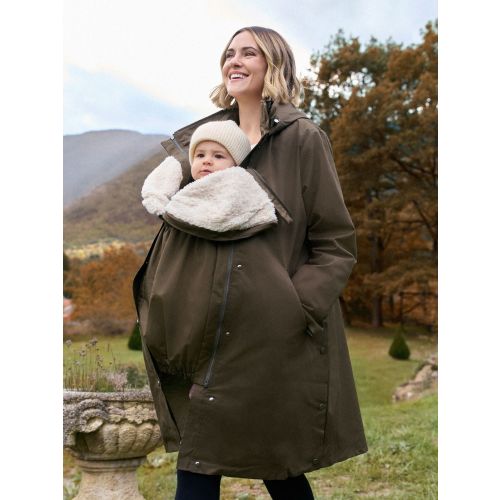 Seraphine Khaki 3 in 1 Maternity & Babywearing Parka with Borg Lining