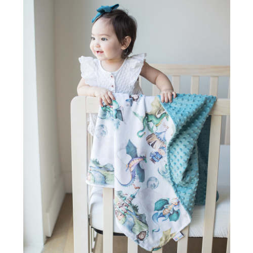 Dragons & Knights Minky Baby Blanket – Honey Lemonade