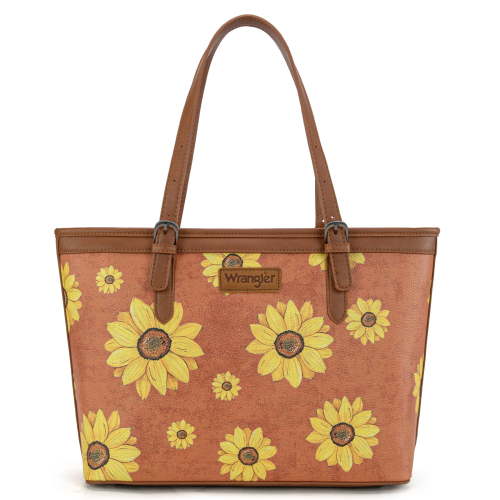 Montana West Women's Wrangler Tote Bag - Sunflower Floral Purse, Western Style Shoulder Bag, Ideal Memory-Keeper, Brown