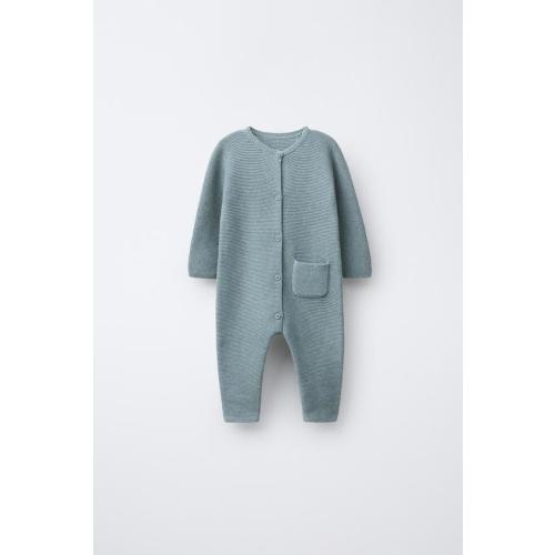 1-3 month KNIT JUMPSUIT WITH LINKS - Green / Blue | ZARA United States