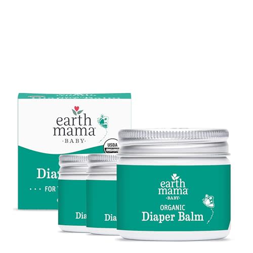 Earth Mama Organic Diaper Balm 2-Ounce | Diaper Cream for Baby | EWG Verified, Petroleum & Artificial Fragrance-Free with Calendula for Sensitive Skin (3-Pack)