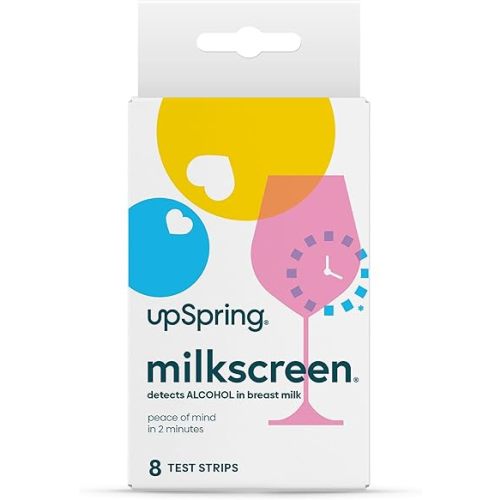 Upspring Milkscreen Test Strips to Detect Alcohol in Breast Milk - 2 Minutes with Results, FSA/HSA Eligible, at-Home Test for Breastfeeding Moms, Simple Breast Milk Alcohol Dip Test, 8 Test Strips