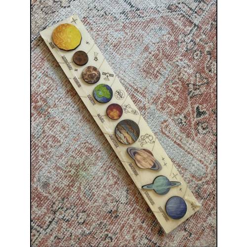 Wooden Solar System Puzzle for Preschool Education, Large Size Planets Wooden Toy for Kids