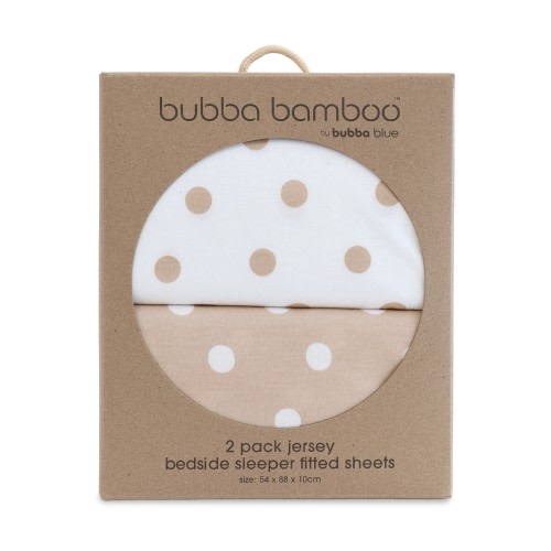 Bubba Blue Jersey Bedside Sleeper Fitted Sheet 2 Pack Chestnut Polka Dots