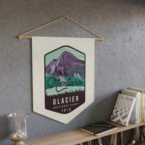 Glacier National Park Flag Pennant Wall Art Home Decor National Park Souvenir Gift, Montana Decor, Travel Sign, RV Gift, National Park Badge