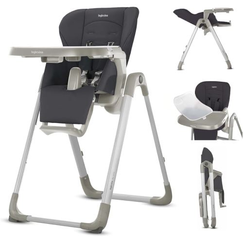 Inglesina My time Highchair, Pepper - Adjustable High Chair for Babies & Toddlers, 4 Height & 3 Recline Settings, Collapsible, Tool-Free Assembly, BPA Free, Removable Tray for Easy Cleaning