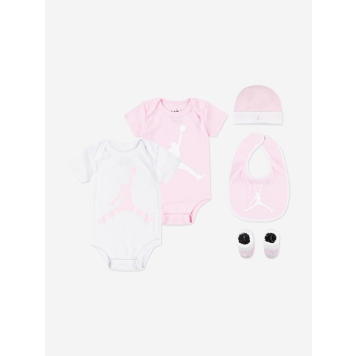 Jordan Baby Girls 5 Piece Bodysuit Gift Set in Pink