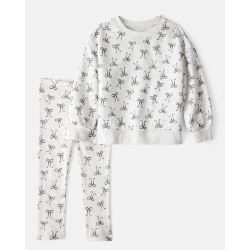 Toddler Girl Bow Print Long-Sleeve Tee & Pant Set - Grey - Carter's | Carter's