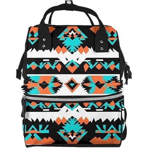 Western Southwest Tribal Ethnic Aztec Printed Diaper Bag Backpack Baby Bag Multi Function Baby Changing Bags For Travel