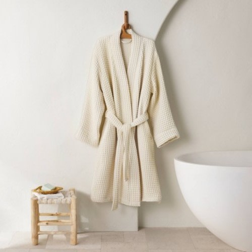 L/XL Waffle Bath Robe Snowfall White - Casaluna™