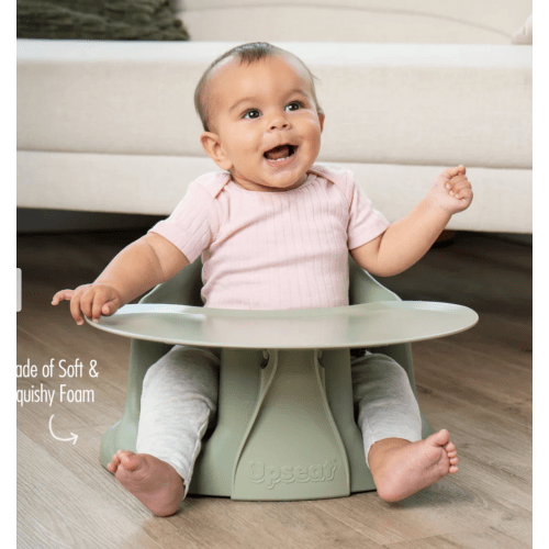 Ergonomic Baby Floor & Booster Seat with Tray - Sage