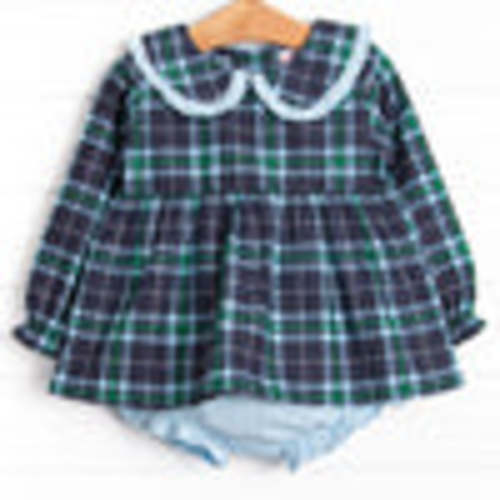 Campbell Long Sleeve Diaper Set, Navy Plaid – Stitchy Fish