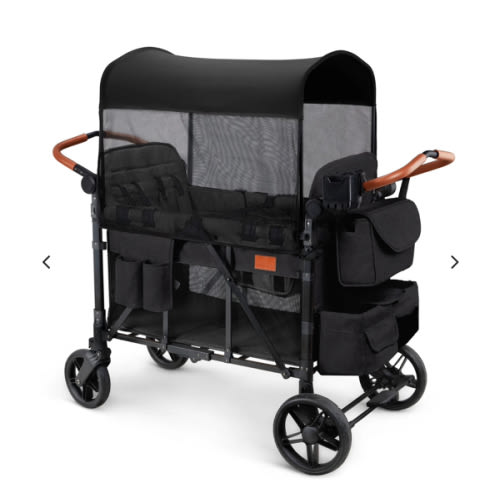 ZTDM 4 Seat Stroller Wagon for toddlers,all-terrain baby wagon- 2-in-1 Push/Pull,5-Point Harness,300LB Capacity