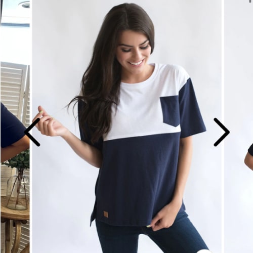 Nursing Pocket T-Shirt - Hidden Zipper - Navy/White POCKET