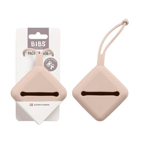 BIBS Pacifier Case with Strap, for Storing and Transporting Soothers, Can Hold up to Three Dummies, 100% BPA Free Food-Grade Material. Blush