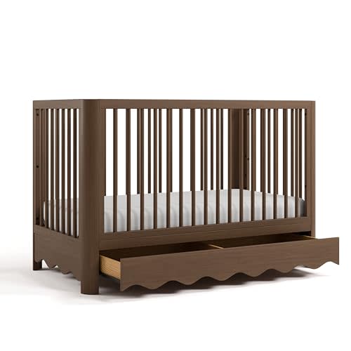 Storkcraft Casablanca 5-in-1 Convertible Crib with Drawer, Hazelnut | GREENGUARD Gold Certified, Toddler Bed Conversion Kit Included, Fits Standard Baby Crib Mattress, Crib with Storage