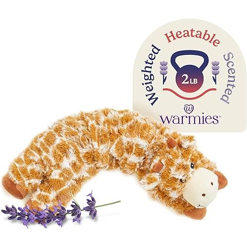warmies Microwavable Neck & Shoulder Wrap - Heating & Cooling Plush Pad for Calming Relaxation - Weighted & Heated Neck Warmer with Scented Lavender - Microwave Heat Pad for Aches & Pain – Giraffe