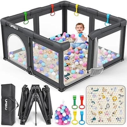 Baby Playpen with Mat Foldable Play Pen for Babies and Toddlers 50"X50"