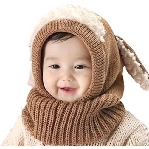 Scarf Woolen Earflap Hood Warm Skull Knit Caps，Crochet Earflap Pilot Hats Beanie Cap for Toddlers Baby Girls and Boys