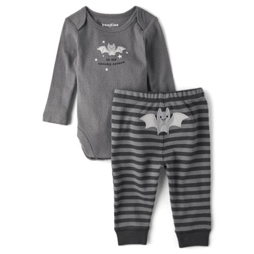 Baby Halloween Bat 2-Piece Playwear Set - Gray