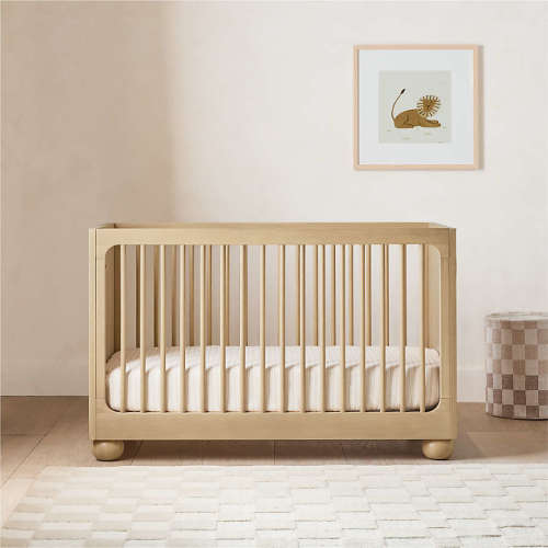 Emery Natural Oak Wood Convertible Crib