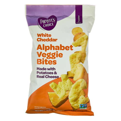 Parent's Choice White Cheddar Alphabet Veggie Bites Toddler Snacks, 2 oz Pouch