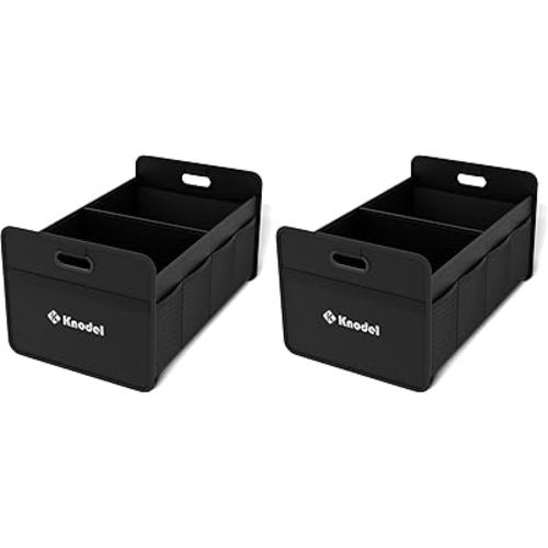 K KNODEL Car Trunk Organizer, Foldable Organizer for Car, Automotive Consoles & Organizers, Storage with Reinforced Handles (Small, Black) (Pack of 2)