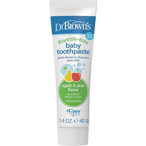 Dr. Brown's Fluoride-Free Baby Toothpaste, Safe to Swallow, Apple Pear, 1-Pack, 1.4oz/40g, 0-3 years