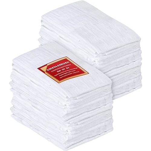 Utopia Kitchen White Flour Sack Towels [24 Pack - 28 x 28 Inch] 100% Cotton Tea Towels for Cleaning & Drying - Highly Absorbent Kitchen Dish Cloth