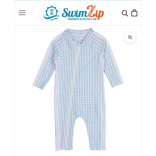 Sunsuit - Long Sleeve Romper Swimsuit | "Blue Gingham"