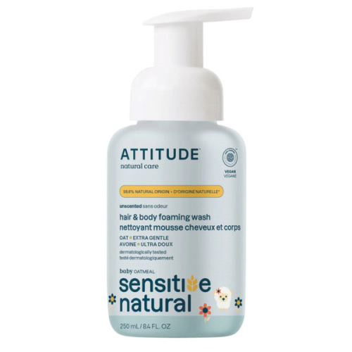 ATTITUDE Baby Sensitive Natural Hair & Body Foaming Wash - Unscented