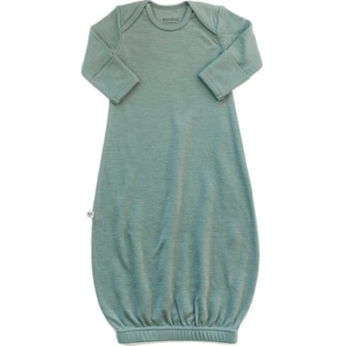 Merino Wool Baby Gown |Natural Merino Wool Baby Sleepwear – Woolino (sage and blue)