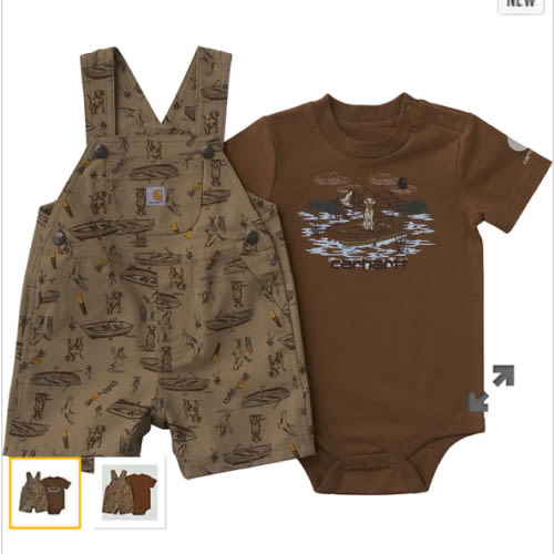 Boys' 2-Piece Short Sleeve Bodysuit & Canvas Printed Shortall Set (Baby) | Tops | Carhartt
