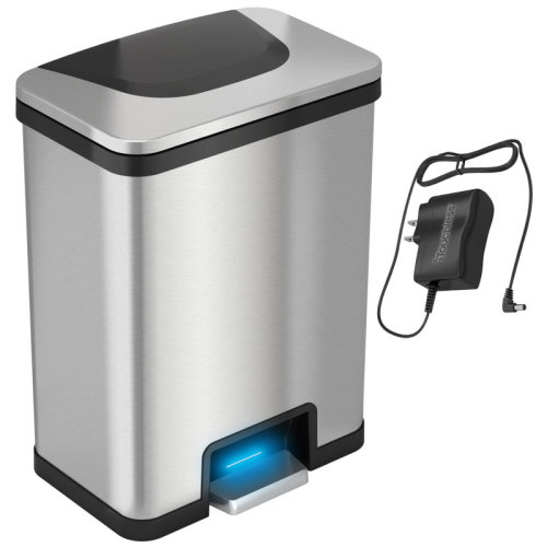 Itouchless Autostep 13 Gallon Automatic Step Sensor Trash Can With Absorbx Odor Control System And Ac Adapter, Stainless Steel Kitchen Pedal Touchless Garbage Bin (Battery-Free Operation) | Wayfair