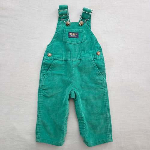 Vintage Oshkosh B'gosh Green Corduroy Overalls Baby 6-9m