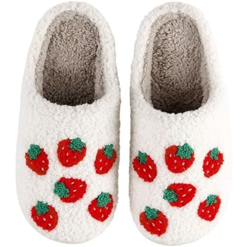 Womens Mens Slippers Retro Memory Foam Cute Cartoon Plush Fluffy Warm Fur Lined slippers Indoor House Home Winter Shoes