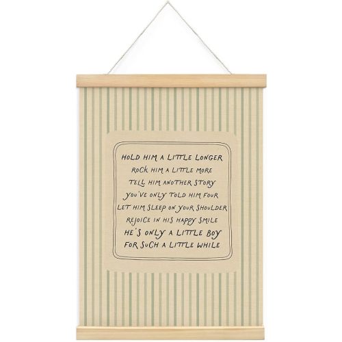 CFFJLHN Boy Nursery Wall Art Decor, Boys Room Canvas Art Poster Hanger Framed, Hold Him a Little Longer Nursery Wall Decor for Kids Toddler Baby Boys Room Bedroom Playroom, 12x16 Inch