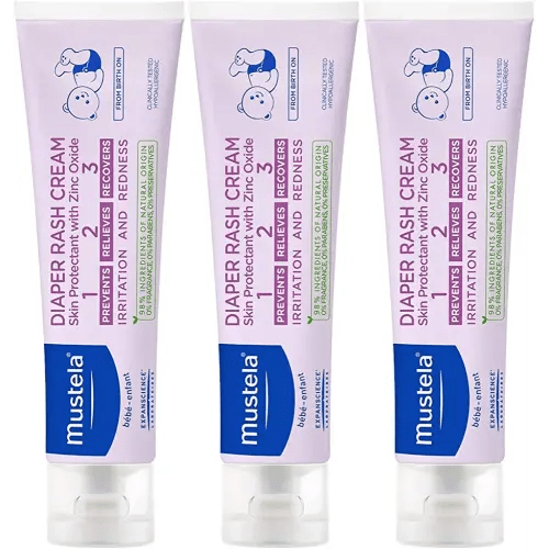 Mustela Baby Diaper Rash Cream 123 - Skin Protectant with Zinc Oxide - Fragrance Free & Paraben Free - with 98% Natural Ingredients - Various Packaging