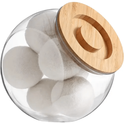 SUBEKYU Dryer Ball Holder for Laundry Room Organization,0.85 Gallon Laundry Pods Container ,Plastic Dishwasher Pods Dispenser,Laundry Pods Holder Dispenser,Laundry Room Organizer(No Dryer Balls)