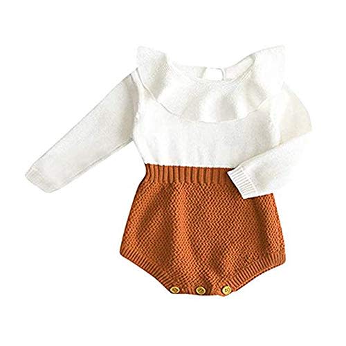 Askwind Baby Girls Romper Knitted Ruffle Long Sleeve Jumpsuit Baby Kids Girl Romper Autumn Winter Casual Clothing