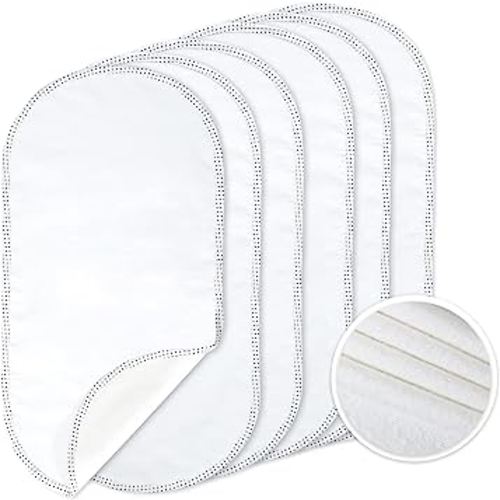 TILLYOU Waterproof Changing Pad Liners 6 Pack, 100% Cotton Reusable Cloth Diaper Liners, White