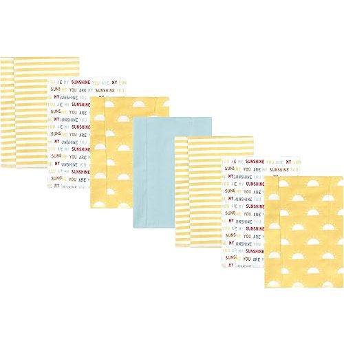 Hudson Baby Unisex Baby Cotton Flannel Burp Cloths, My Sunshine 7 Pack, One Size
