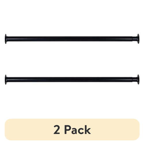 (2 pack) Better Homes & Gardens 33–60" Steel Adjustable Closet Rod for Adult, Black