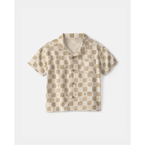 Toddler Boy Cactus Checkered Short-Sleeve Button-Down Shirt - Beige - OshKosh B'gosh | Carter's