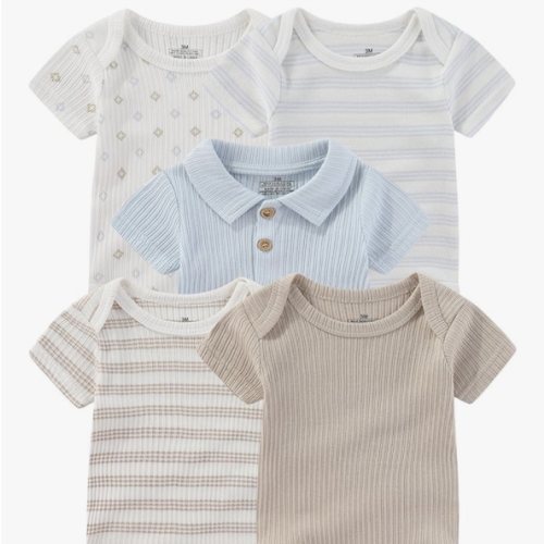 Baby Bodysuits Ribbed Mix Summer Newborn Boy Girl Clothes 5-pack